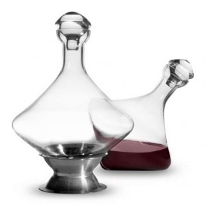 orbital crystal wine decanter - stainless steel base